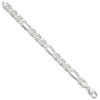 Black Bow Jewelry Mens 10.6mm Sterling Silver Solid Figaro Anchor Chain Bracelet - 2 of 4