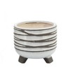 Sagebrook Home Set of Two 6"/8" Ceramic Abstract Design Footed Planters - 3 of 4
