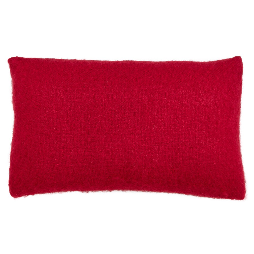 Photos - Pillow 14"x23" Faux Mohair Poly Filled Lumbar Throw  Red - Saro Lifestyle