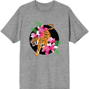 Natural World Tiger & Flowers Men's Crew Neck Short Sleeve Tee - 1 of 2
