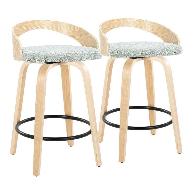 Set of 2 Grotto Counter Height Barstools Natural/Black/Green - LumiSource, 1 of 11