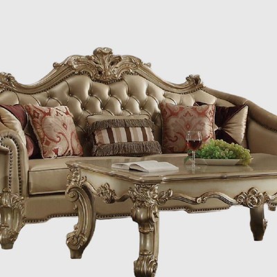 Acme Furniture Vendome II Sofa Bone Synthetic Leather/Gold