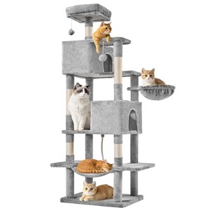 Kumasinova 66"H Cat Tree Tower,Multi-Level Cat Playground with Hanging Basket,Top Perch,Double Condos&Hammock,Anti-Tipping Kit - 1 of 4