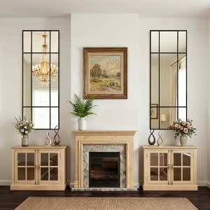 Spassway Rectangle Window Pane Decorative Mirrors Metal Frame Wall Mounted Vanity Mirror for Living Room Bedroom Entryway Black/Gold - 1 of 4