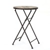 Okak Clasic Round End Table with Mosaic Tabletop, Foldable Side Table with Metal Frame, Patio End Table for Backyard, Balcony, Brown - 4 of 4