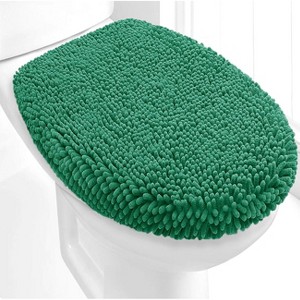 Home Mart Goods Green Soft Cozy Plush Chenille Toilet Seat Cover - 21"x18" - 1 of 3