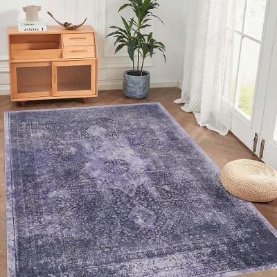 SKRAN Machine Washable Area Rugs, Low-Pile,Non-Slip,Non-Shedding, Foldable,Kid & Pet Friendly for Living Room, Bedroom, Kitchen