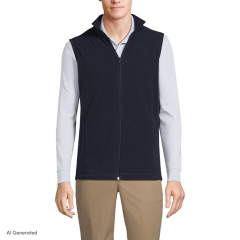 Lands' End Men's Lightweight Fleece Vest - Large - Classic Navy