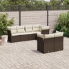 vidaXL Patio Sofa Set with Cushions Outdoor Furniture 7 Piece Poly Rattan - Brown and Cream - 2 of 4