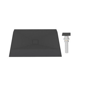 CASAINC 27'' Rectangular Concrete Bathroom Vessel Sink with Drainer, Black Earth - 1 of 4