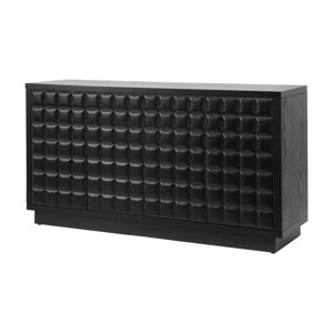 Modern 4-Door Storage Cabinet with 3D Geometric Fronts and Metal Trim, Sideboard Buffet Cabinet for Living Room, Kitchen or Entryway - Koiai - 1 of 4