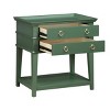 INFURNIC Nightstands Vintage 2 Drawer Tray Top Nightstand with Open Shelf and Brushed Gold Pulls for Bedroom, Green, 26"*18"*26.75" - 3 of 4