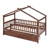 TIRAMISUBEST Twin/Full Size House Bed with 2 Storage Drawers, Wooden House Platform Bed with Fence Guardrails and Roof Design for Kids - 3 of 4