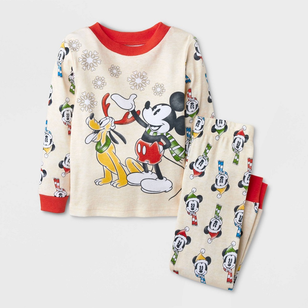 Size 3T Toddler Boys' 2pc Mickey Mouse & Friends Snug Fit Pajama Set - White 