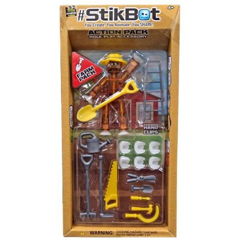 Stikbot Action Pack Farm Role Play Accessory Set Brown Target - farm life roblox upgrade tools