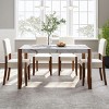 4-Piece White Dining Set,46 Inch Faux Marble Style Dining Table,Upholstered Chairs With Solid Rubberwood Legs And 2 Seater Bench-Cuddlewood - 3 of 4