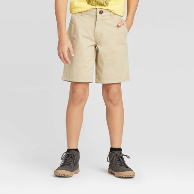 Photo 1 of Boys' Stretch Flat Front Chino Shorts - Cat & Jack™ Light Khaki 12