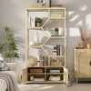 Lovmor Bedroom dresser, 8 Double Dresser with rattan drawers, wood chest of drawers for kids room, living room, entry and hallway, Natural - 2 of 4