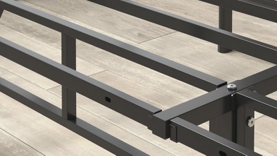 Narrow Twin Black Metal Frame with Slats and Headboard