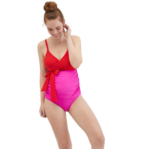 Beach Bump™ Ruffle Front One Shoulder Maternity Swimsuit UPF 50+