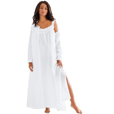 Only Necessities Plus Size Long 2-Piece Cabbage-Rose Peignoir Set