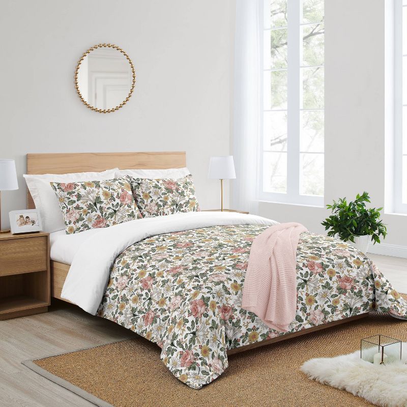 3pc Vintage Floral Full/Queen Kids&#39; Comforter Bedding Set Pink and Green - Sweet Jojo Designs, 4 of 8