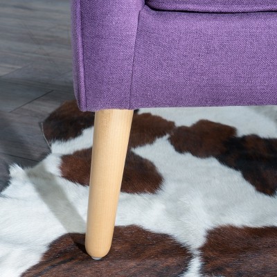 Felicity Tufted Purple Mid-Century Modern Armchair with Wooden Legs