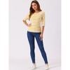 INSPIRE CHIC Women's Elbow Sleeves Boat Slim Fit Casual Stripe Animal Print Multi Floral Pattern T-Shirt - 3 of 4
