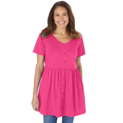 Woman Within Plus Size Short-Sleeve Empire Waist Tunic