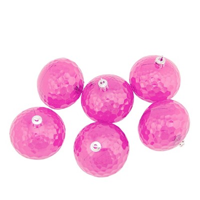 Northlight 6ct Transparent Shatterproof Hammered Christmas Disco Ball Ornament Set 2.5" - Pink