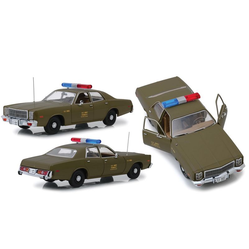 1977 Plymouth Fury U.S. Army Police Army Green "The A-Team" (1983-1987) TV Series 1/18 Diecast Model Car by Greenlight, 2 of 5