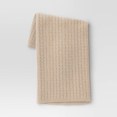 Marled Knit Throw Blanket Cream - Threshold™