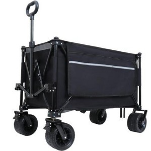FURNIinspire Outdoor Serving Carts Foldable Garden Cart with Heavy-Duty Wheels 480lbs Load Capacity Portable for Camping, Black, 37.4"*23.03"*38.98" - 1 of 4