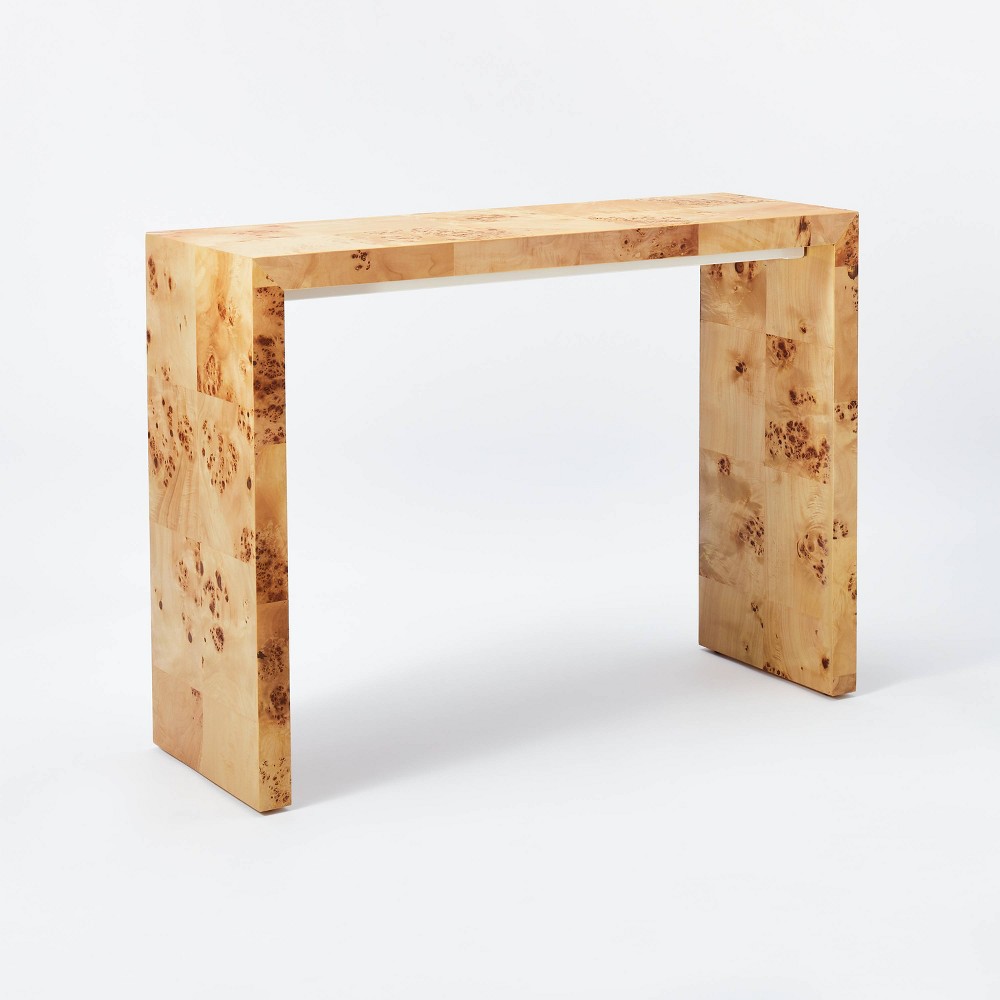 Photos - Coffee Table Ogden Burled Wood Console Table Brown (KD) - Threshold™ designed with Stud