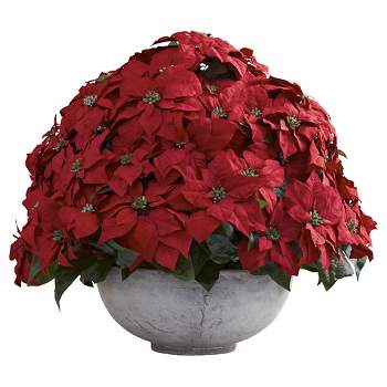 Giant Poinsettia Arrangement with Decorative Planter - Nearly Natural