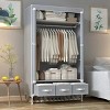Portable Clothes Closet Rolling Door Wardrobe with Hanging Rack Non-Woven Storage Organizer w/ 3 Drawer Boxes No-Tool Assembly, 67in*35.4in*17.7in - 2 of 4