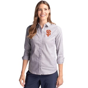 San Francisco Giants Cutter & Buck Stretch Oxford Stripe Womens Long Sleeve Dress Shirt - 1 of 1