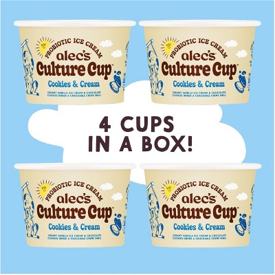 Alec's Ice Cream Culture Cup Frozen Cookies & Cream - 14 fl oz/4ct