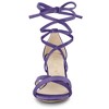 Allegra K Women's Velvet Lace Up Clear Heels Block Heel Sandals - 3 of 4