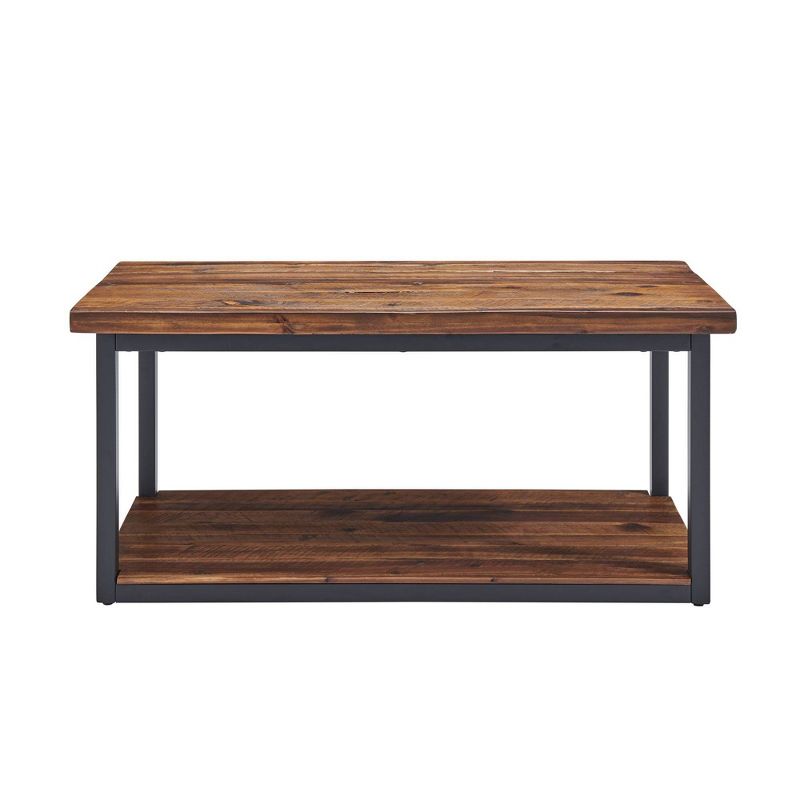 Claremont Rustic Wood Bench with Low Shelf Dark Brown - Alaterre Furniture, 1 of 11
