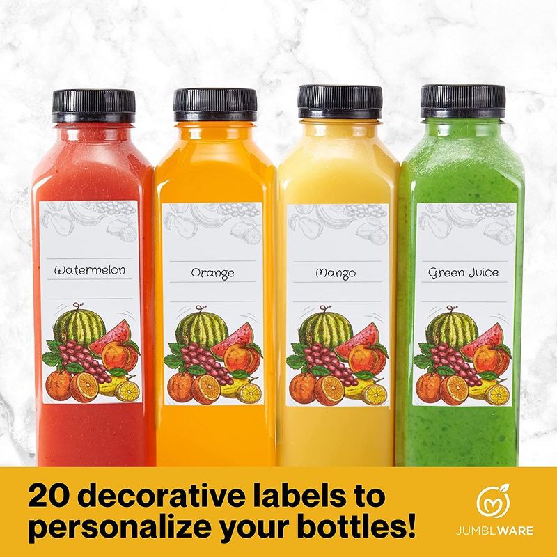 JumblWare 16 oz. Reusable Plastic Juice Bottles with Caps, 20 pcs., 5 of 6