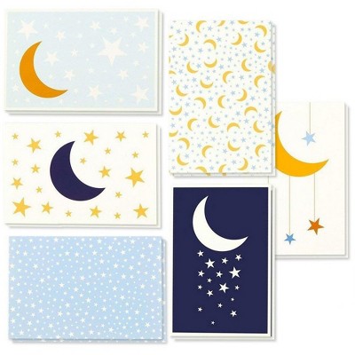 48-Count Assorted Greeting Cards, All Occasion Assortment Bulk Box Set Boxed Blank Card with Envelopes Value Pack, Lunar Moon and Star Design