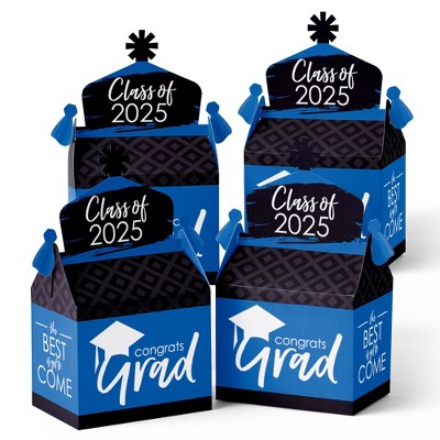 Big Dot of Happiness Blue Grad - Best is Yet to Come - Treat Box Party Favors - 2025 Royal Blue Graduation Party Goodie Gable Boxes - Set of 12
