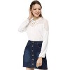 INSPIRE CHIC Women's Tie V Neck Lace Yoke Long Sleeve Chiffon Blouse - 2 of 4