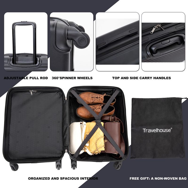 20" Carry On Luggage With 360 Degree Spinner Wheels Lightweight Suitcase With Adjustable Pull Rod For Men Women, 3 of 7
