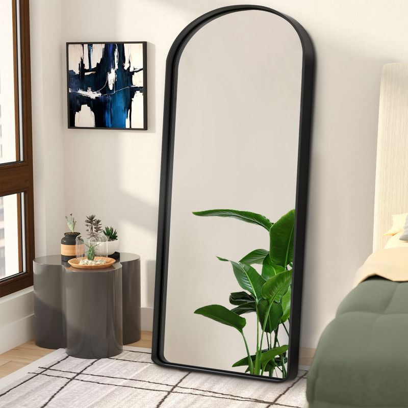 Neutypechic Wall Mounted Mirror Arched Metal Frame Full Length Mirror, 5 of 8