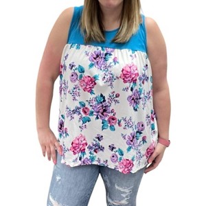 Women's Floral Swing Tank Top - White Birch - 1 of 2
