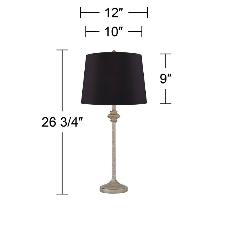 360 Lighting Lynn Country Cottage Buffet Table Lamps 26 3/4" High Set of 2 Light Beige Wood Black Faux Silk Drum Shade for Bedroom Living Room Office, 4 of 8
