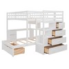 PAGED Modern Wooden Bunk Bed Loft Bed with Desk, Twin over Full Bed Frame with Drawers, Shelves, Stairs and Guardrail for Kids, Teens, Adults - 4 of 4