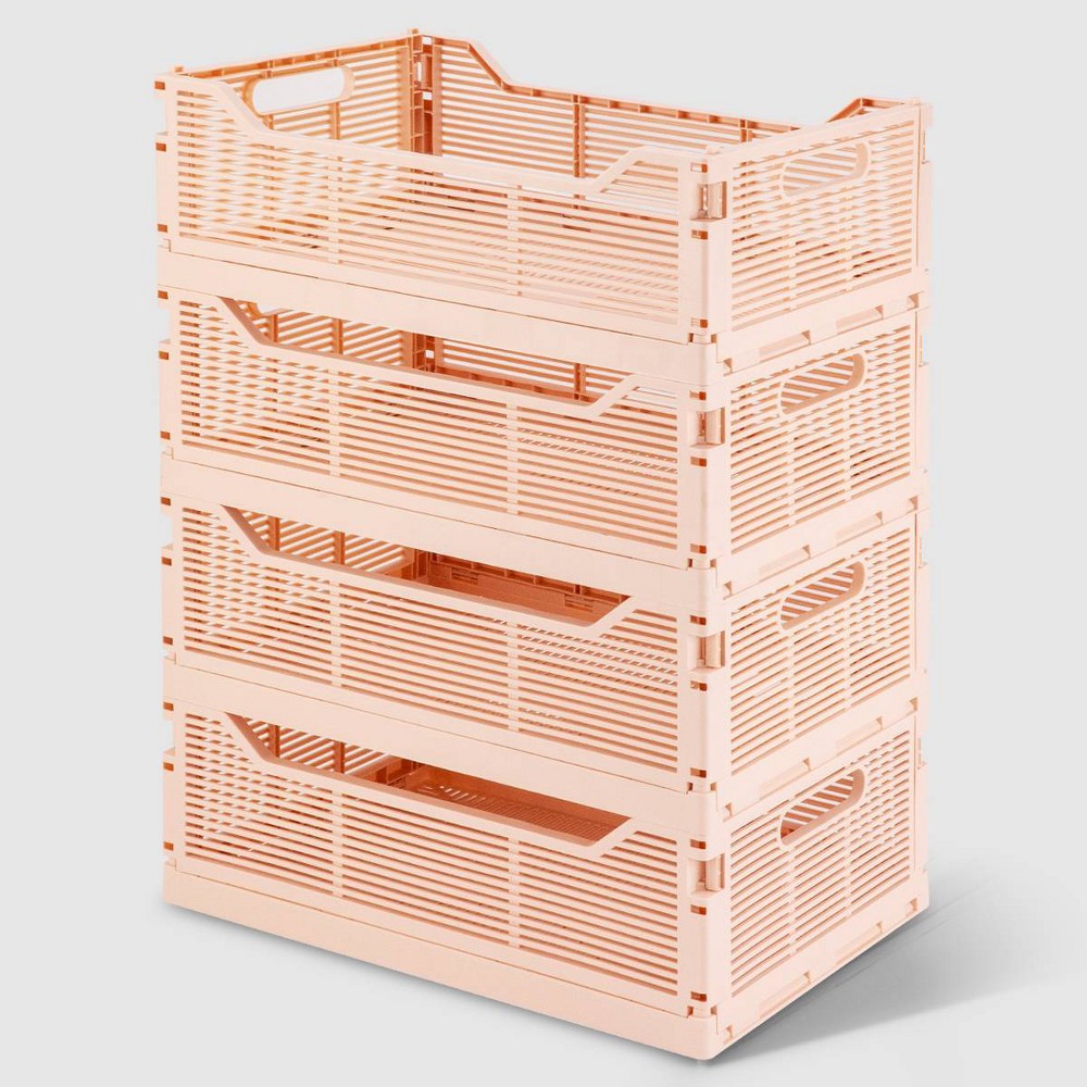 VUSIGN Collapsible Storage Crates Large Pink